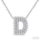 1/8 Ctw Bubble Accent Initial 'D' Round Cut Diamond Fashion Pendant With Chain in 10K White Gold