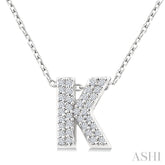 1/10 Ctw Bubble Accent Initial 'K' Round Cut Diamond Fashion Pendant With Chain in 10K White Gold