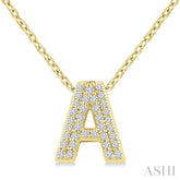 1/10 Ctw Bubble Accent Initial 'A' Round Cut Diamond Fashion Pendant With Chain in 10K Yellow Gold