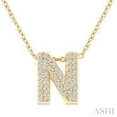 1/6 Ctw Bubble Accent Initial 'B' Round Cut Diamond Fashion Pendant With Chain in 10K Yellow Gold