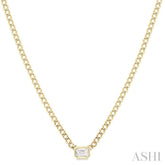 1/5 Ctw Bezel Set Octagon Cut Diamond Curb Link Fashion Necklace in 14K Yellow Gold
