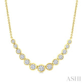 1 Ctw Graduated Bezel Set Round Cut Diamond Smile Necklace in 14K Yellow Gold