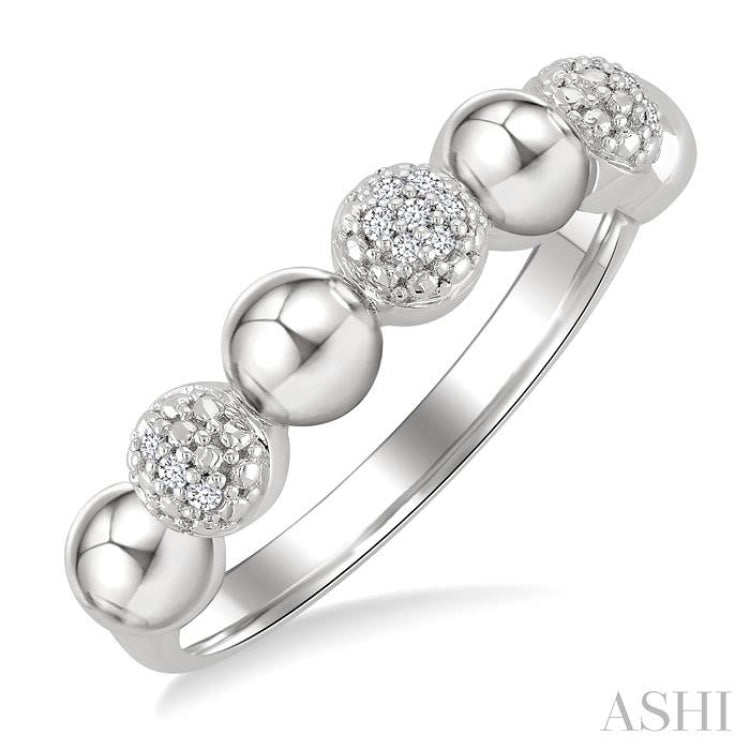 1/20 Ctw Bold Bead Design Single Cut Diamond Fashion Ring in Sterling Silver 1/20 Ctw Bold Bead Design Single Cut Diamond Fashion Ring in Sterling Silver