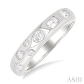 1/3 Ctw Bezel Set Mixed Shape Diamond Cut Fashion Band in 14K White Gold