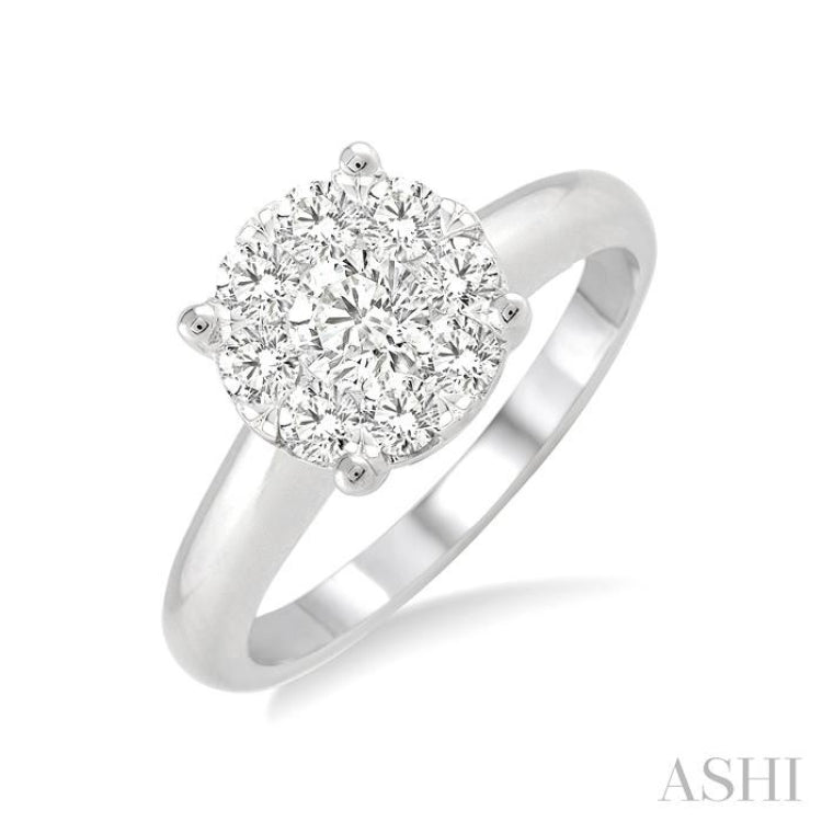 1/3 Ctw Lovebright Round Cut Diamond Bridal Ring in 14K White Gold