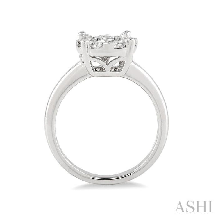 1/3 Ctw Lovebright Round Cut Diamond Bridal Ring in 14K White Gold