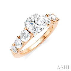 1 1/10 Ctw Round Shape Round Cut Diamond Semi-Mount Engagement Ring in 14K Rose and White Gold