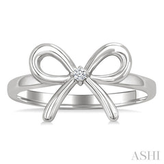 1/50 Ctw Bow Tie Round Cut Diamond Fashion Ring in Sterling Silver