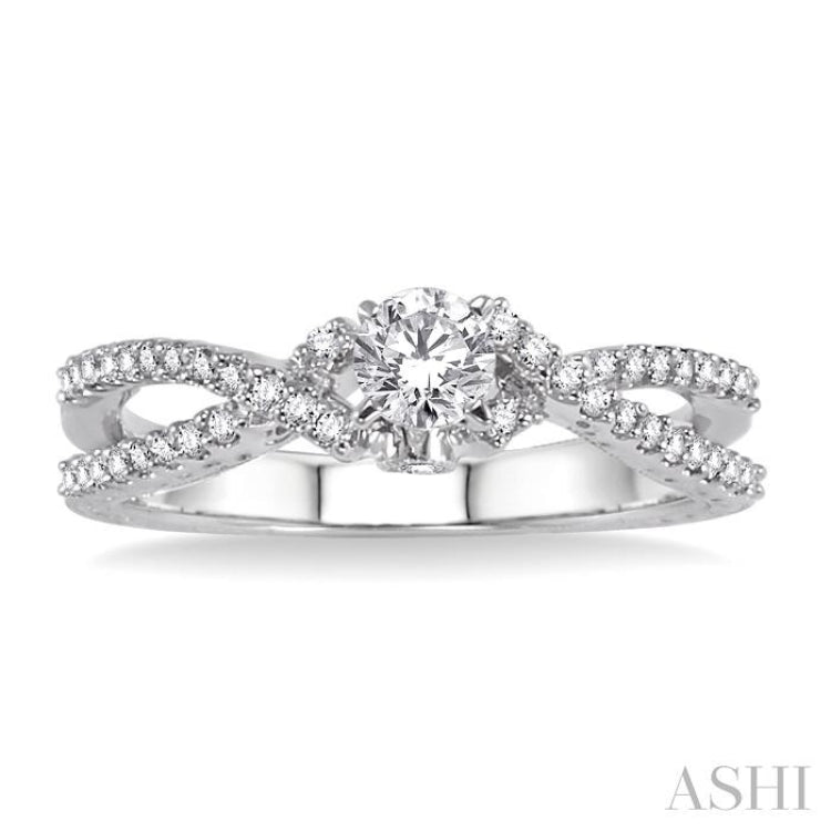 1/4 ctw Round Cut Diamond Semi-Mount Engagement Ring in 14K White Gold
