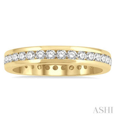 1 Ctw Channel Round Cut Diamond Eternity Wedding Band in 14K Yellow Gold