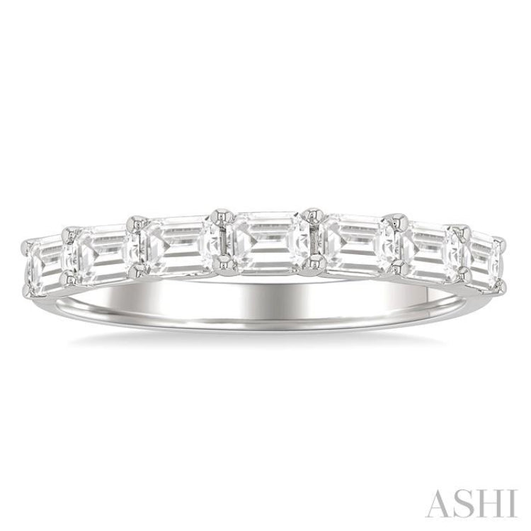 1 Ctw East-West Emerald Cut Diamond Fashion Band in 14K White Gold