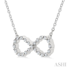 1/8 Ctw Petite Infinity Round Cut Diamond Fashion Pendant With Chain in Sterling Silver