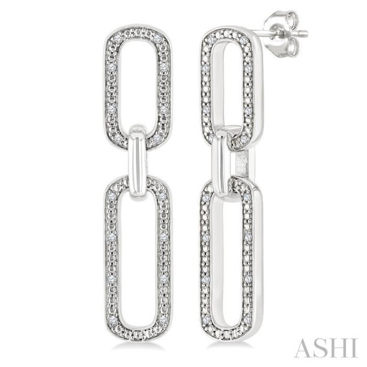 1/10 Ctw Bold Round Cut Diamond Paperclip Earrings in Sterling Silver