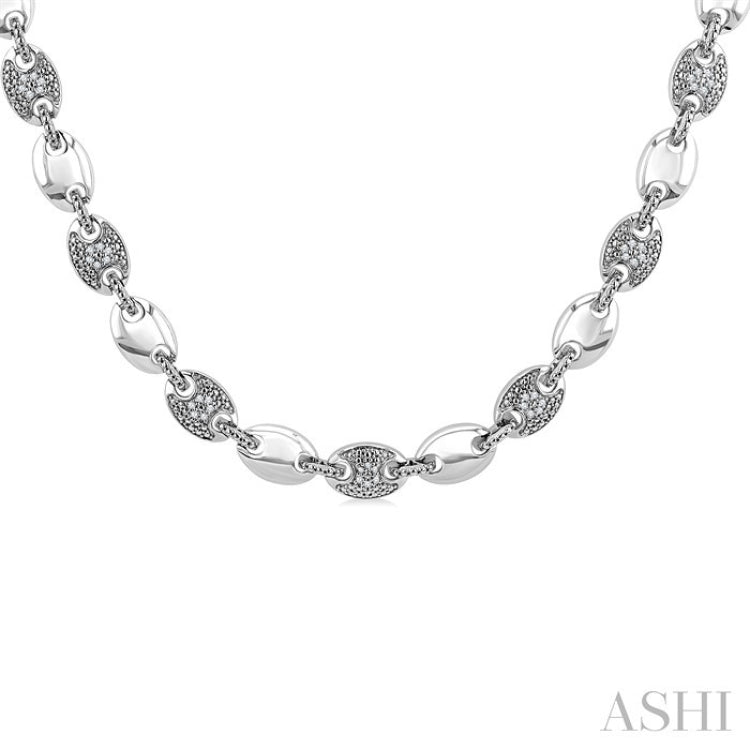 1/4 Ctw Mariner Link Round Cut Diamond Necklace in Sterling Silver