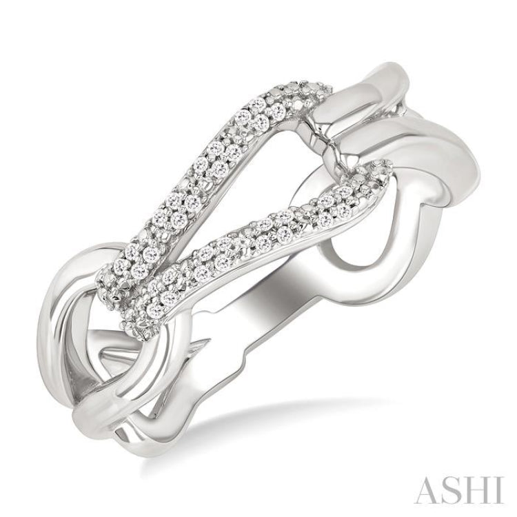 1/10 Ctw Open Window Bold Knot Link Single Cut Diamond Fashion Ring in Sterling Silver