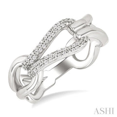 1/10 Ctw Open Window Bold Knot Link Single Cut Diamond Fashion Ring in Sterling Silver