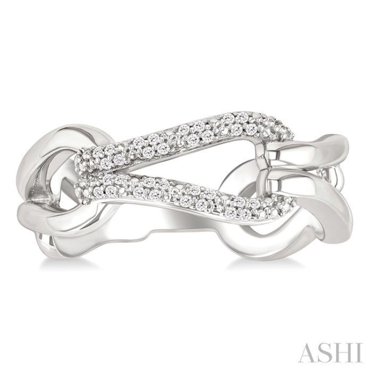 1/10 Ctw Open Window Bold Knot Link Single Cut Diamond Fashion Ring in Sterling Silver