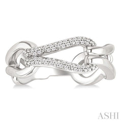 1/10 Ctw Open Window Bold Knot Link Single Cut Diamond Fashion Ring in Sterling Silver