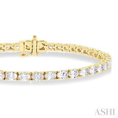 5 1/2 ctw East West Oval Cut Diamond Fashion Tennis bracelet in 14K Yellow Gold