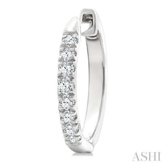 1/4 Ctw Round Cut Diamond Huggie Petite Earrings in 10K White Gold