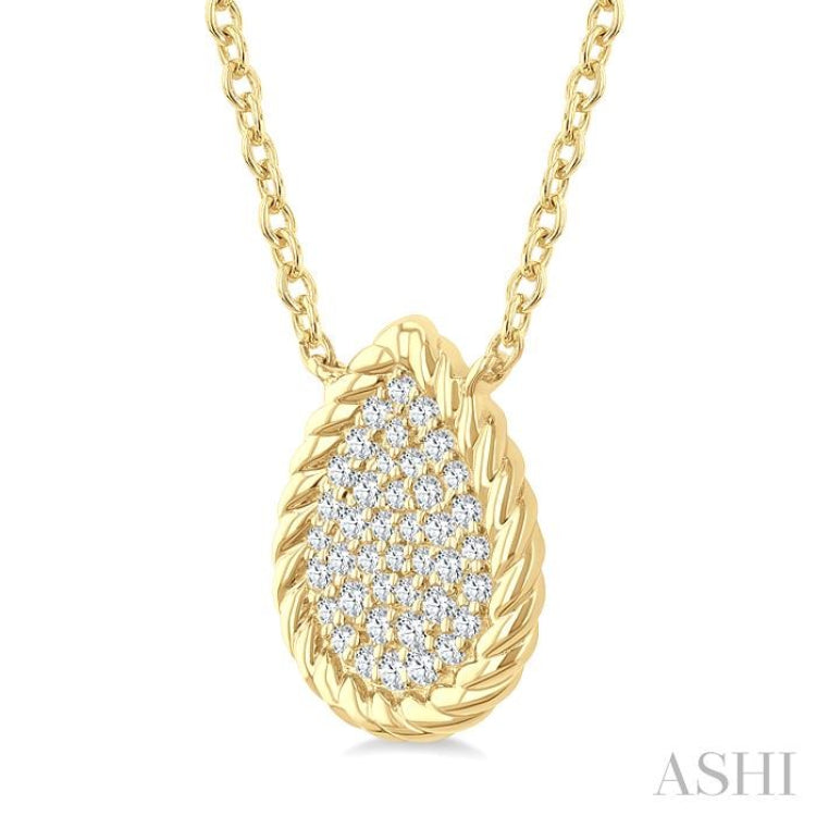 1/5 Ctw Pave Set Pear Shape Round Cut Diamond Fashion Pendant in 10K Yellow Gold