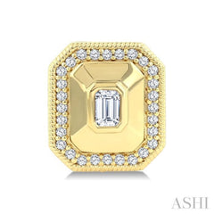 1/3 Ctw Open Window Octagon and Round Cut Diamond Fashion Stud Earrings in 14K Yellow Gold