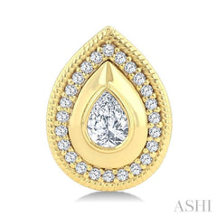 1/3 Ctw Open Window Pear and Round Cut Diamond Fashion Stud Earrings in 14K Yellow Gold