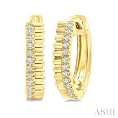 1/10 Ctw Fluted Round Cut Diamond Petite Huggie Earrings in 10K Yellow Gold