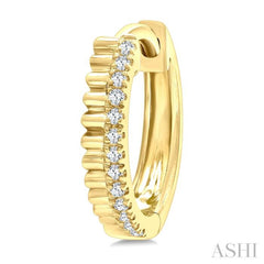 1/10 Ctw Fluted Round Cut Diamond Petite Huggie Earrings in 10K Yellow Gold