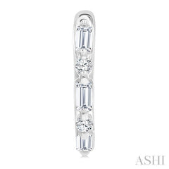 1/5 Ctw Baguette & Round Cut Diamond Petite Huggie Earrings in 10K White Gold
