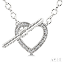 1/10 Ctw Heart Toggle Single Cut Diamond Fashion Pendant With Chain in Sterling Silver