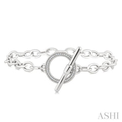 1/10 Ctw Circle Toggle Single Cut Diamond Fashion Bracelet in Sterling Silver