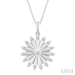 1/5 Ctw Round Cut Diamond Circle Fluted Fashion Pendant With Chain in 10K White Gold