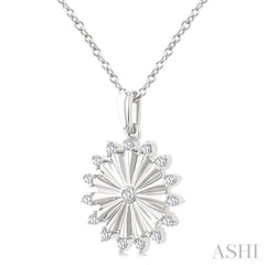 1/5 Ctw Round Cut Diamond Circle Fluted Fashion Pendant With Chain in 10K White Gold