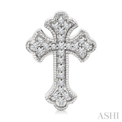 1/6 Ctw Round Cut Diamond Cross Petite Fashion Earrings in 10K White Gold