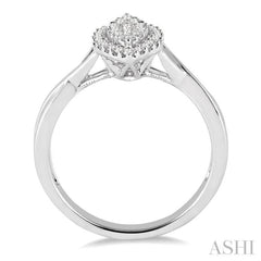 1/3 Ctw Marquise Shape Round Cut Diamond Lovebright Ring in 14K White Gold