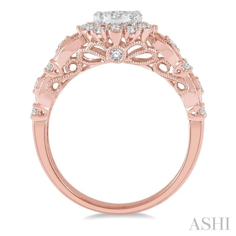 3/4 Ctw Diamond Lovebright Ring in 14K Rose and White Gold