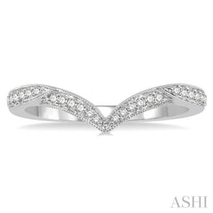 1/6 ctw V-Shape Center Round Cut Diamond Wedding Band in 14K White Gold
