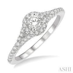 1/3 ctw Circular Mount Split Round Cut Diamond Semi Mount Engagement Ring in 14K White Gold