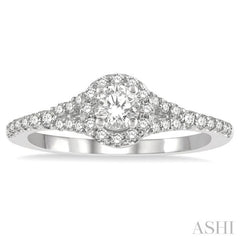 1/3 ctw Circular Mount Split Round Cut Diamond Semi Mount Engagement Ring in 14K White Gold