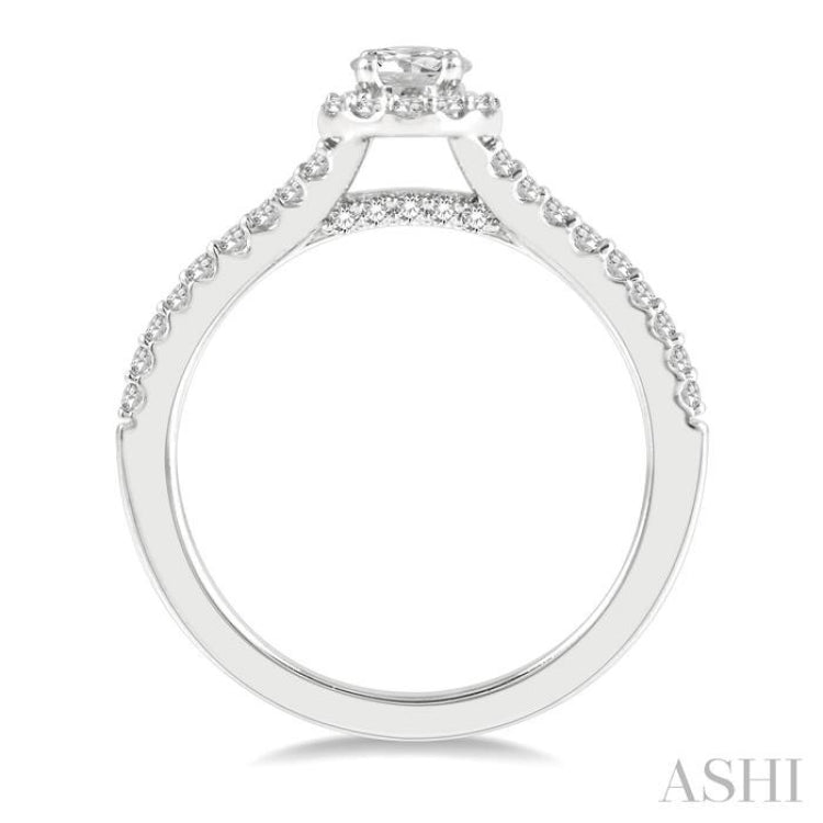 1/3 ctw Circular Mount Split Round Cut Diamond Semi Mount Engagement Ring in 14K White Gold