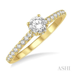 1/5 ctw Round Cut Diamond Semi Mount Engagement Ring in 14K Yellow Gold