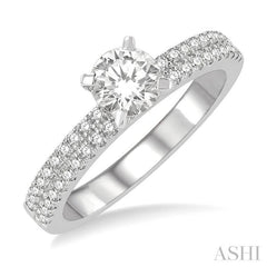 1/3 Ctw Round Cut Diamond Semi Mount Engagement Ring in 14K White Gold