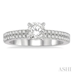 1/3 Ctw Round Cut Diamond Semi Mount Engagement Ring in 14K White Gold