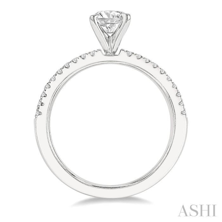 1/3 Ctw Round Cut Diamond Semi Mount Engagement Ring in 14K White Gold