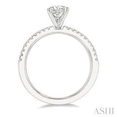 1/3 Ctw Round Cut Diamond Semi Mount Engagement Ring in 14K White Gold