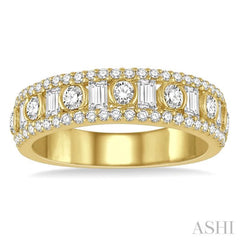 1 Ctw Baguette & Round Cut Diamond Fashion Band in 14K Yellow Gold