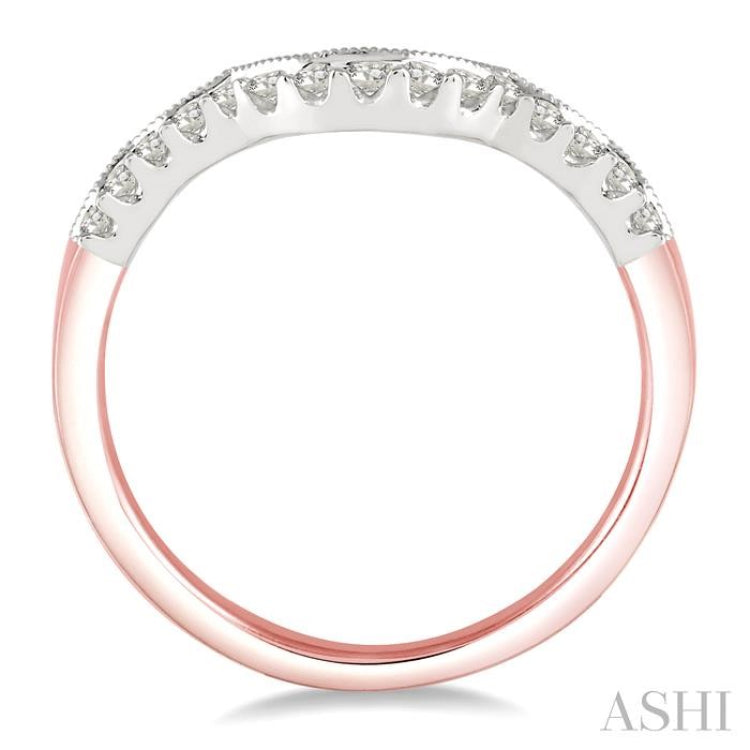 1/5 Ctw Round Diamond Wedding Band in 14K Rose and White Gold