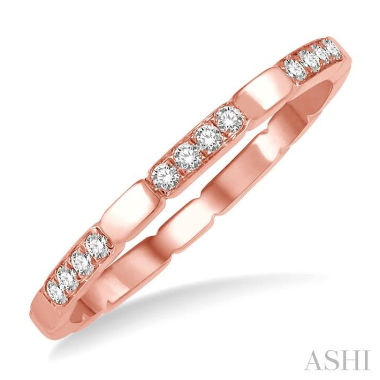 1/10 Ctw Round Cut Diamond Block Stackable Band in 14K Rose Gold