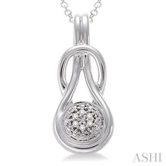 1/50 Ctw Round Cut Diamond Fashion Pendant in Sterling Silver with Chain